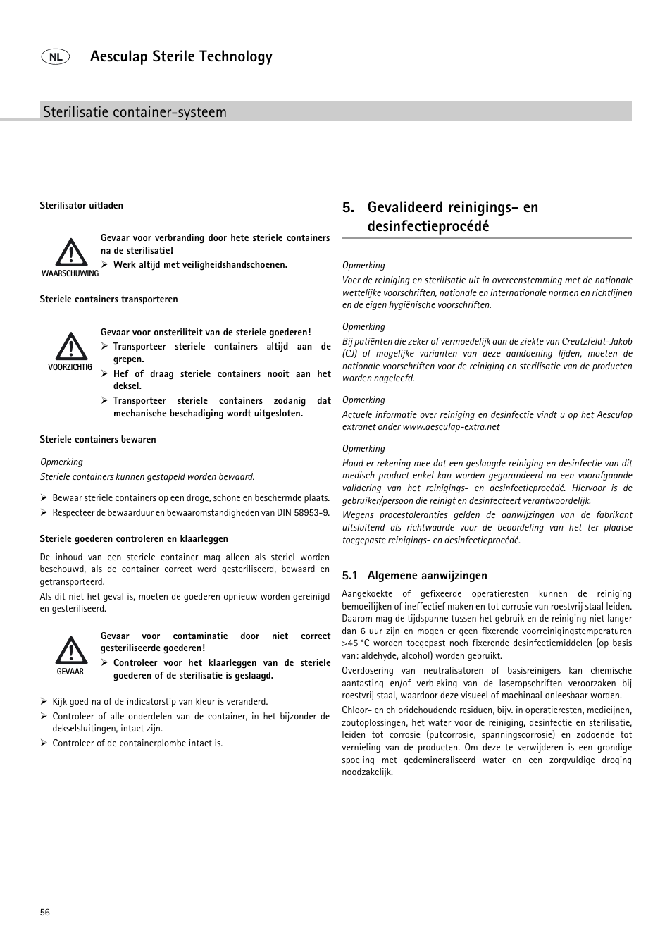 Gevalideerd reinigings- en desinfectieprocédé | Braun Sterile Container System 9-Jul User Manual | Page 58 / 84