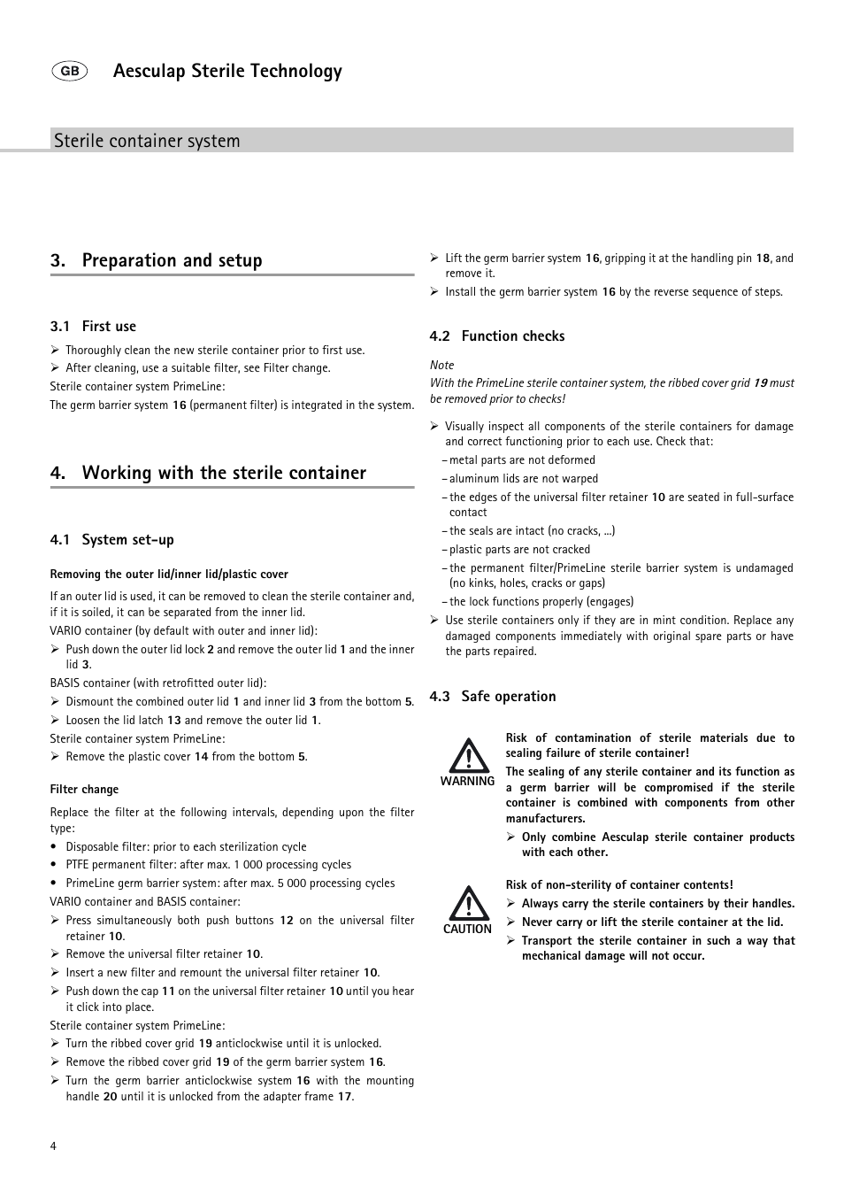 Working with the sterile container | Braun Sterile Container System 9-Jul User Manual | Page 6 / 84