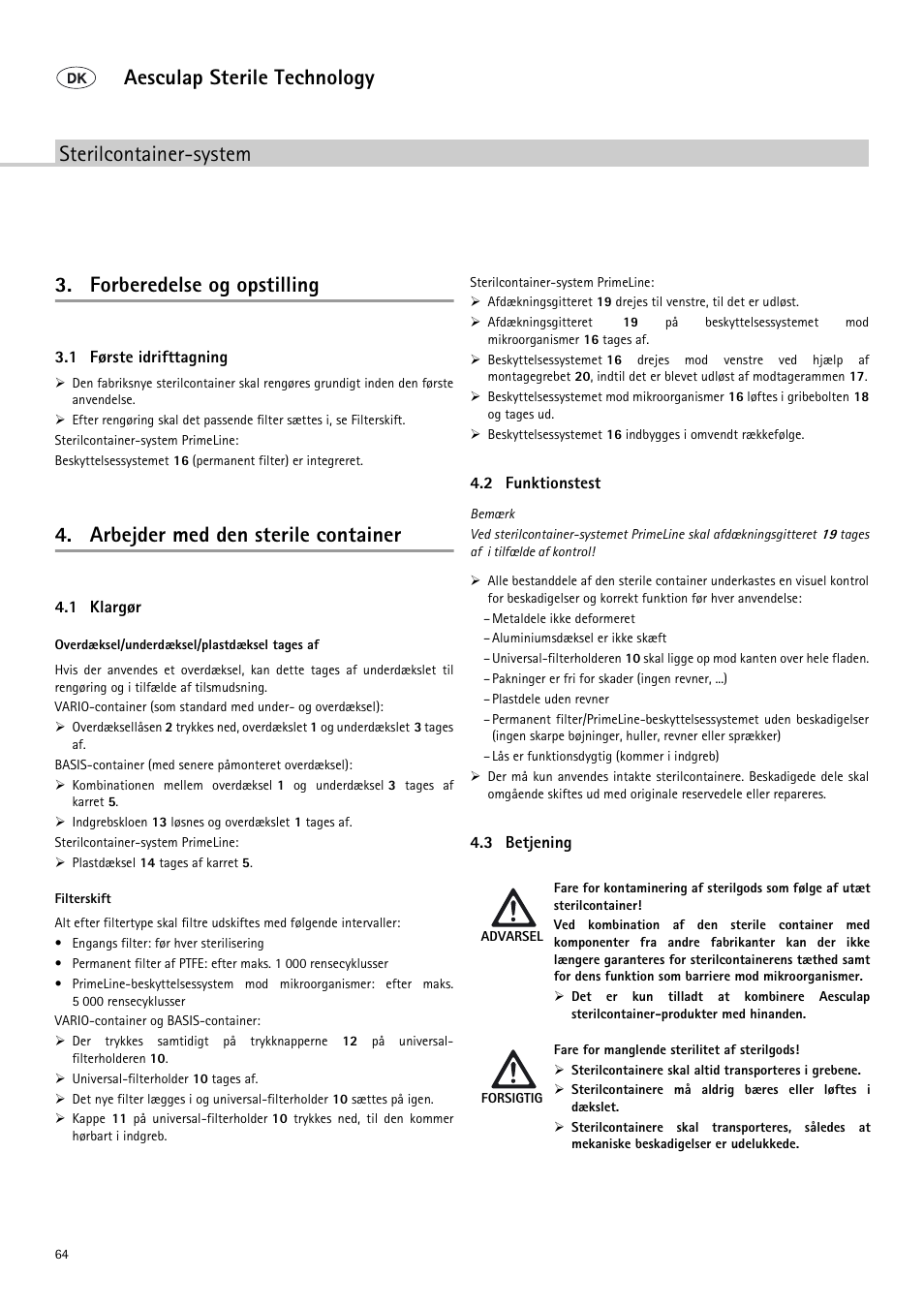 Arbejder med den sterile container | Braun Sterile Container System 9-Jul User Manual | Page 66 / 84