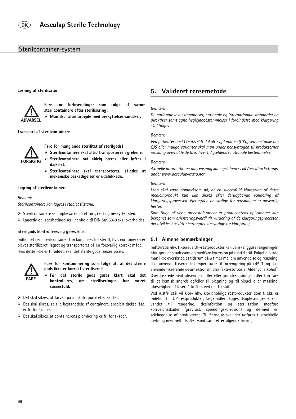 Sterilcontainer-system aesculap sterile technology, Valideret rensemetode | Braun Sterile Container System 9-Jul User Manual | Page 68 / 84