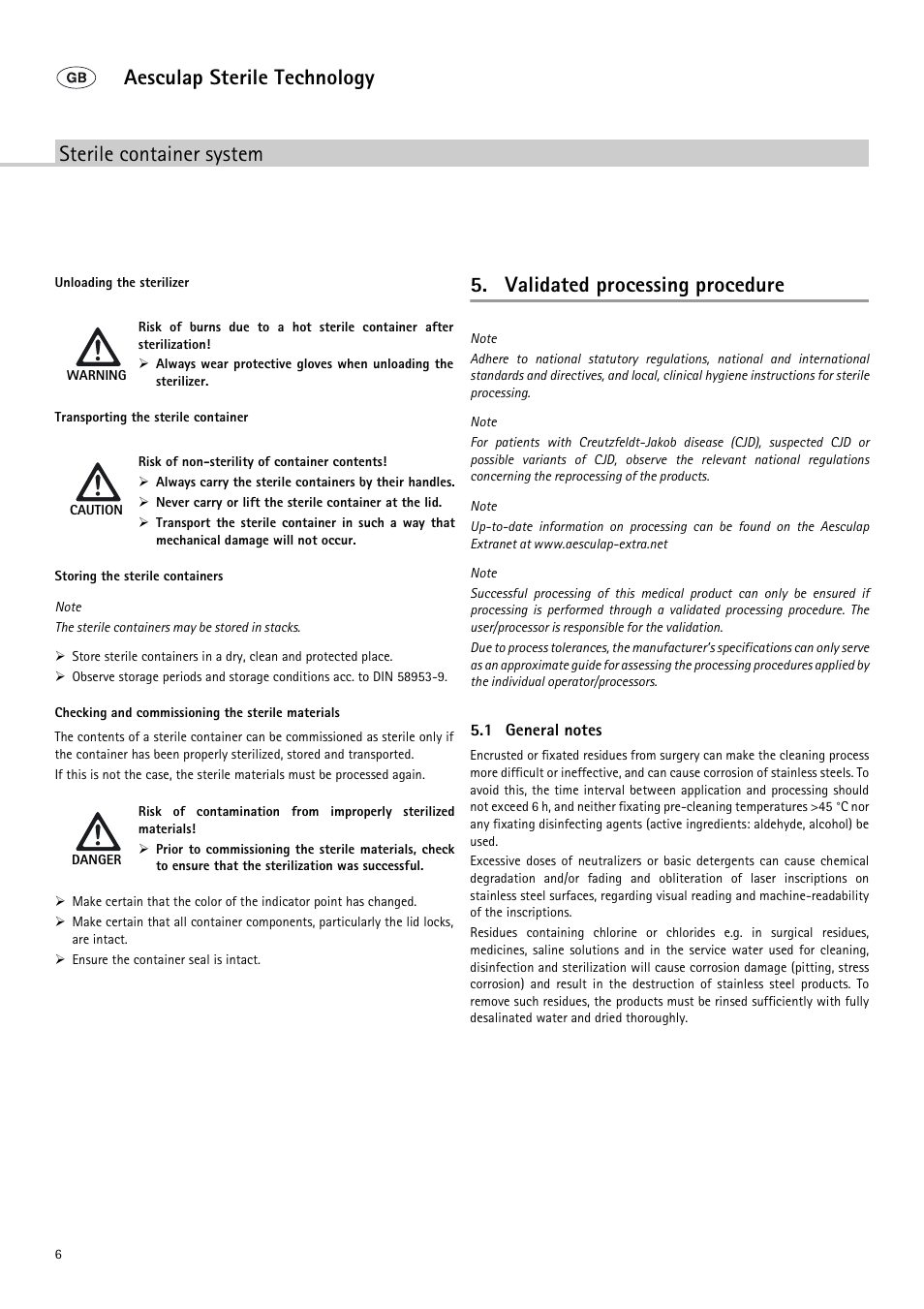Validated processing procedure | Braun Sterile Container System 9-Jul User Manual | Page 8 / 84