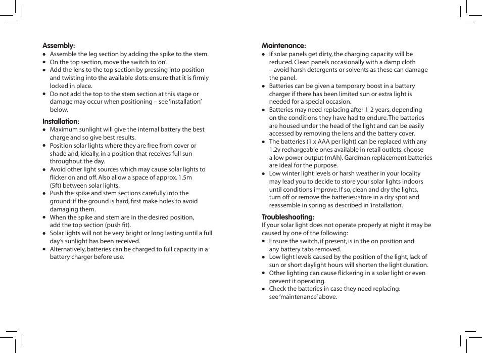 Gardman 10 Marker Solar Lights User Manual | Page 2 / 12