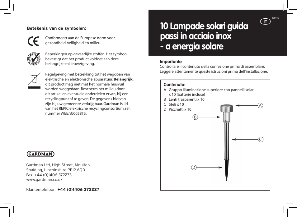 Gardman 10 Marker Solar Lights User Manual | Page 9 / 12