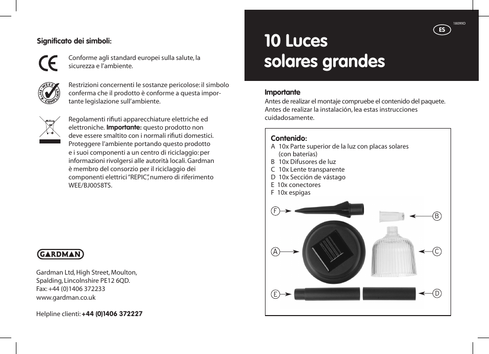 10 luces solares grandes | Gardman 10 Large Solar Lights User Manual | Page 11 / 12