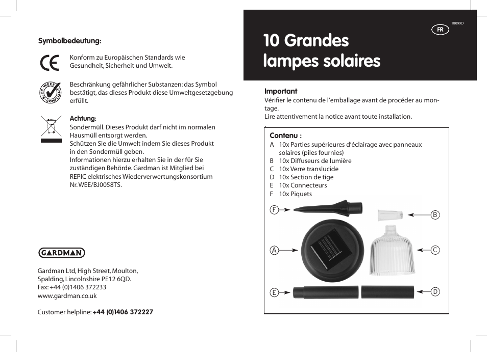 10 grandes lampes solaires | Gardman 10 Large Solar Lights User Manual | Page 5 / 12