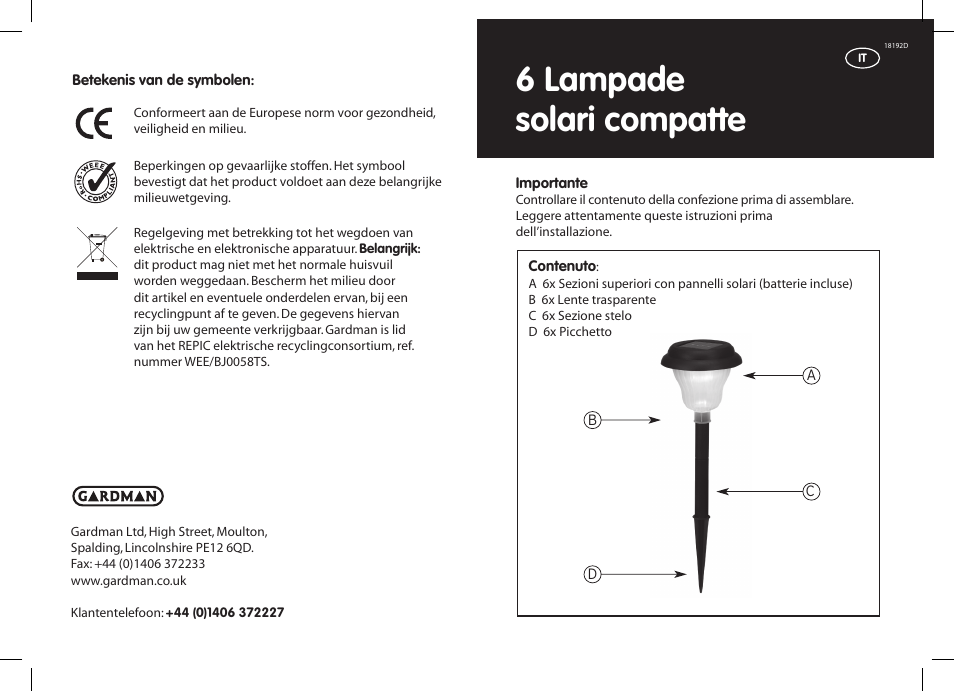 6 lampade solari compatte | Gardman 6 Compact Solar Lights User Manual | Page 9 / 12