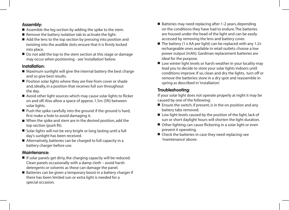 Gardman 10 Stainless Steel Solar Lights User Manual | Page 2 / 12