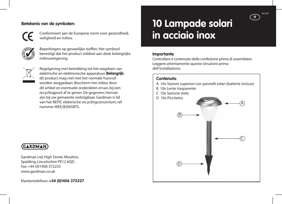 10 lampade solari in acciaio inox | Gardman 10 Stainless Steel Solar Lights User Manual | Page 9 / 12