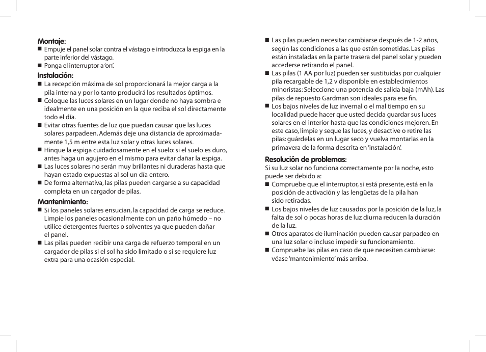 Gardman 6 Flare SS Solar Light User Manual | Page 12 / 12