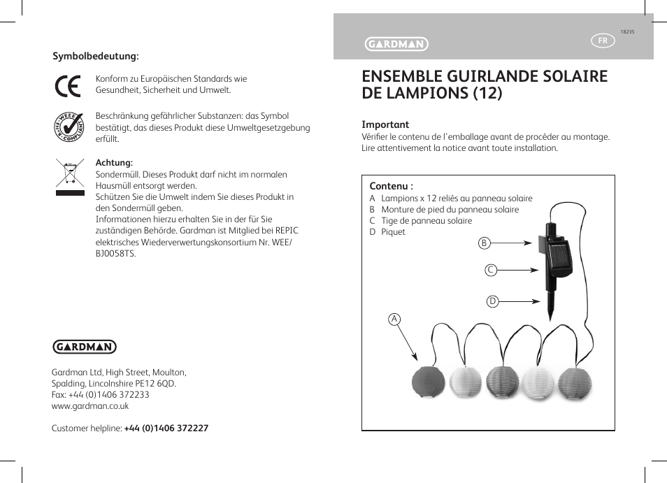 Ensemble guirlande solaire de lampions (12) | Gardman Party Lanterns String Set User Manual | Page 5 / 12