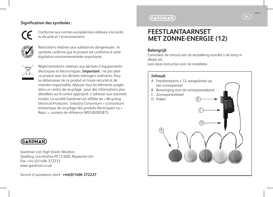 Feestlantaarnset met zonne-energie (12) | Gardman Party Lanterns String Set User Manual | Page 7 / 12