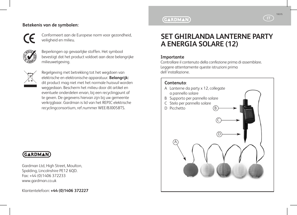 Set ghirlanda lanterne party a energia solare (12) | Gardman Party Lanterns String Set User Manual | Page 9 / 12