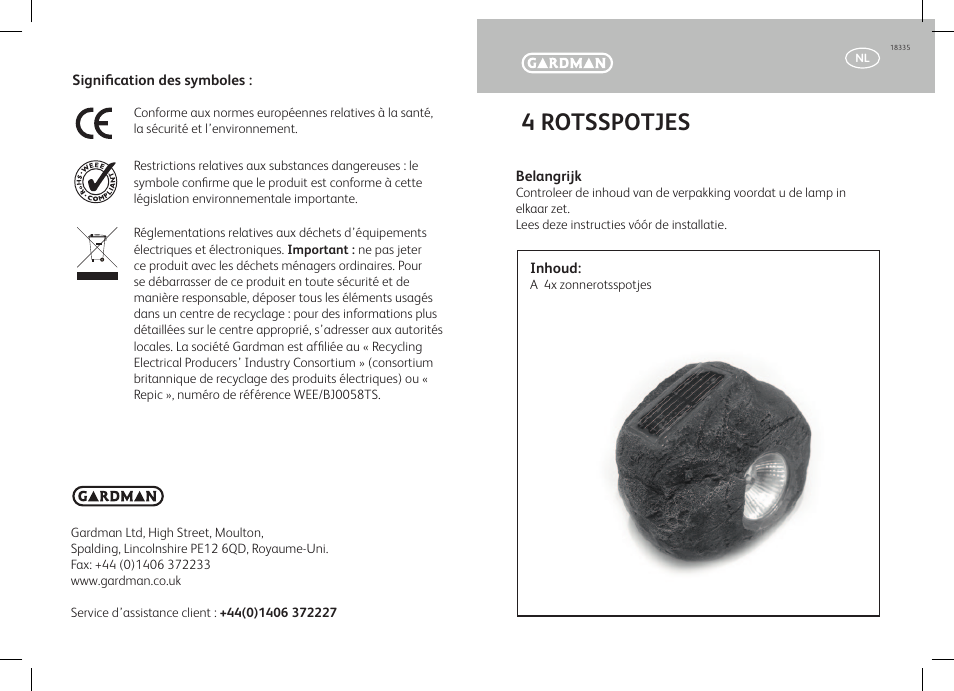 4 rotsspotjes | Gardman 4 Rock Spots Lights User Manual | Page 7 / 12