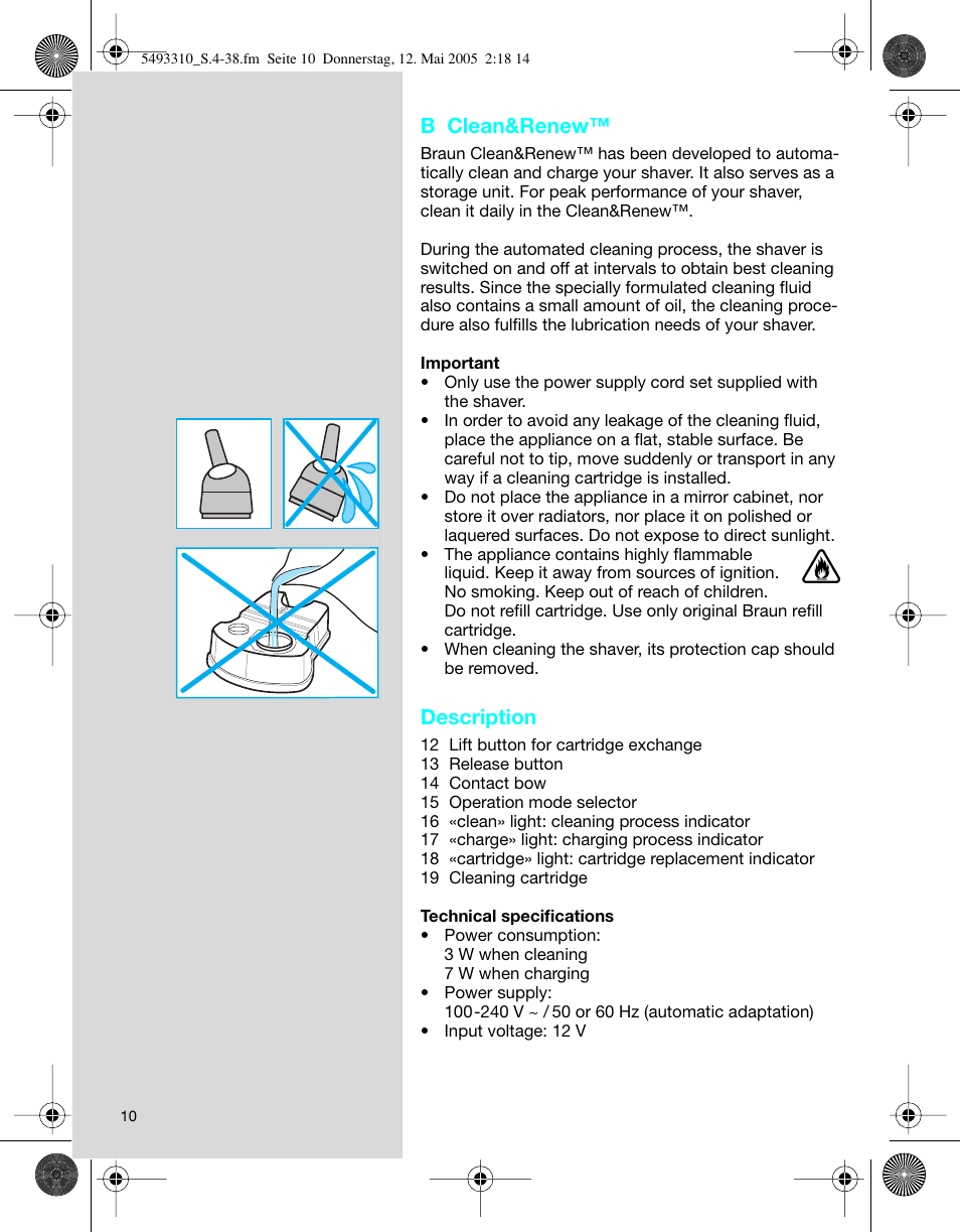 B clean&renew, Description | Braun 7526 User Manual | Page 10 / 35