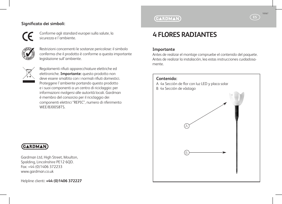 4 flores radiantes | Gardman 4 Flower Glows User Manual | Page 11 / 12