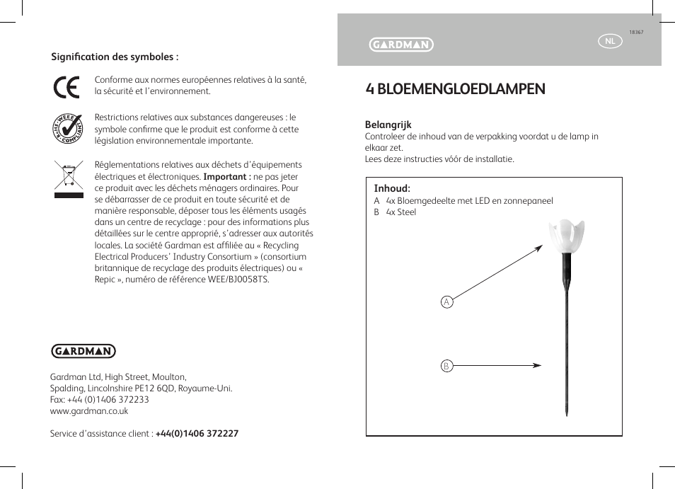 4 bloemengloedlampen | Gardman 4 Flower Glows User Manual | Page 7 / 12