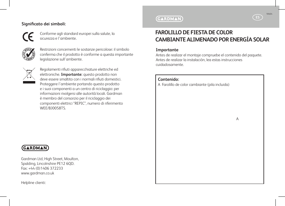 Gardman Colour Changing Party Lantern User Manual | Page 11 / 12