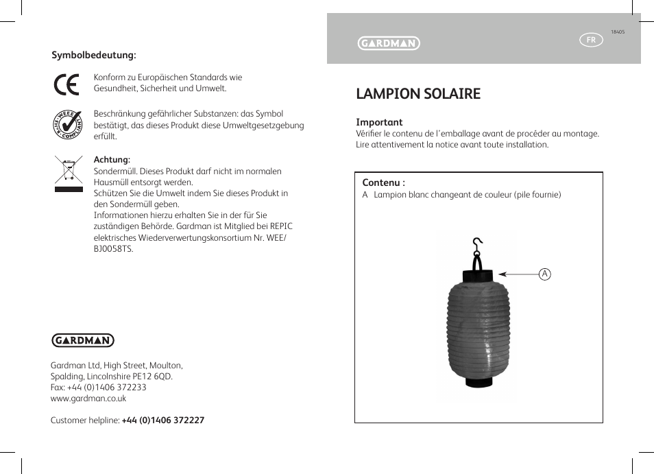 Lampion solaire | Gardman Party Lantern v1 User Manual | Page 5 / 12