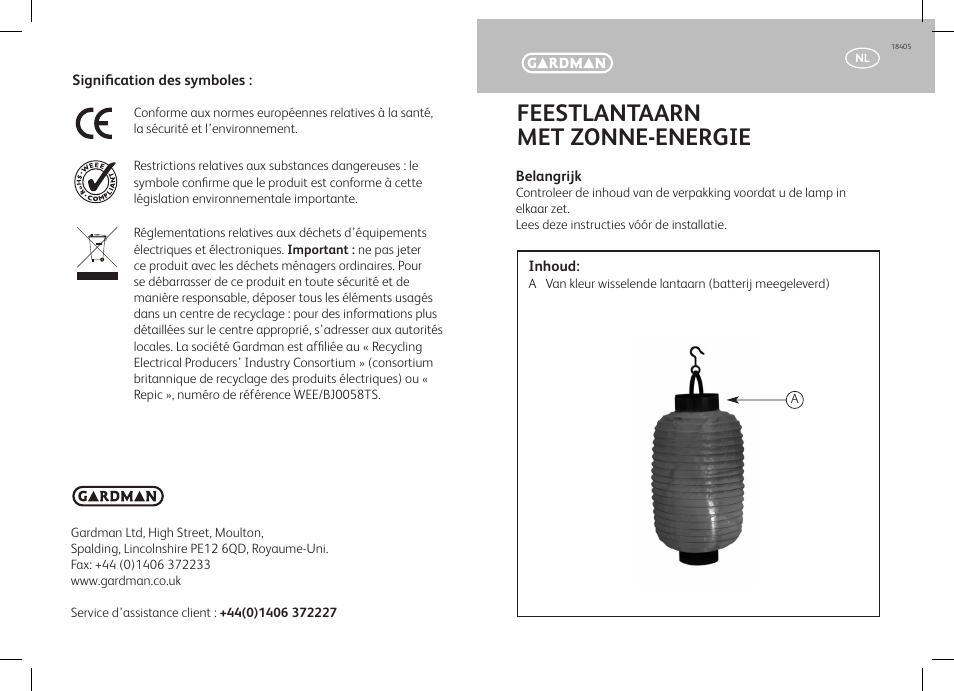 Feestlantaarn met zonne-energie | Gardman Party Lantern v1 User Manual | Page 7 / 12