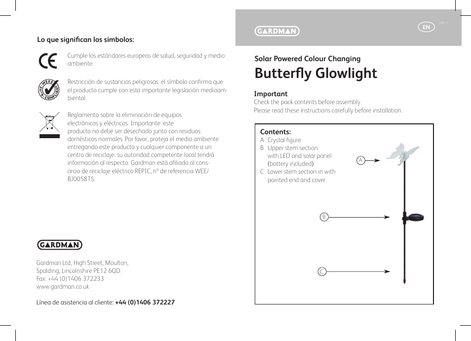 Gardman Butterfly Glowlight User Manual | 12 pages