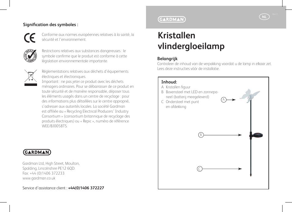 Kristallen vlindergloeilamp | Gardman Butterfly Glowlight User Manual | Page 7 / 12