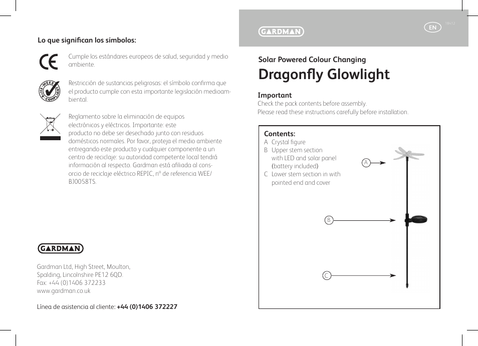 Gardman Dragonfly Glowlight User Manual | 12 pages