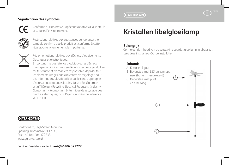 Kristallen libelgloeilamp | Gardman Dragonfly Glowlight User Manual | Page 7 / 12