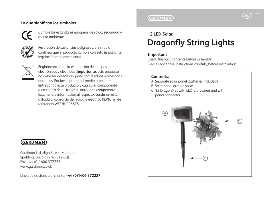 Gardman Dragonfly String Lights User Manual | 12 pages