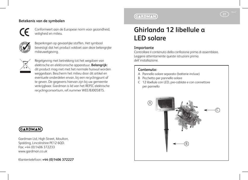 Ghirlanda 12 libellule a led solare | Gardman Dragonfly String Lights User Manual | Page 9 / 12