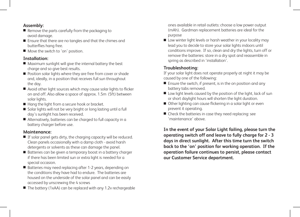 Gardman Solar Butterflies Windchime User Manual | Page 2 / 12