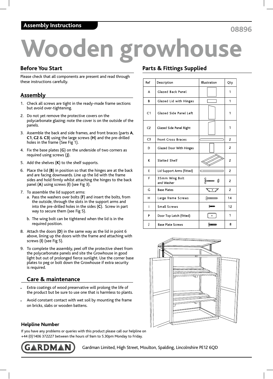 Gardman Wooden growhouse User Manual | 2 pages