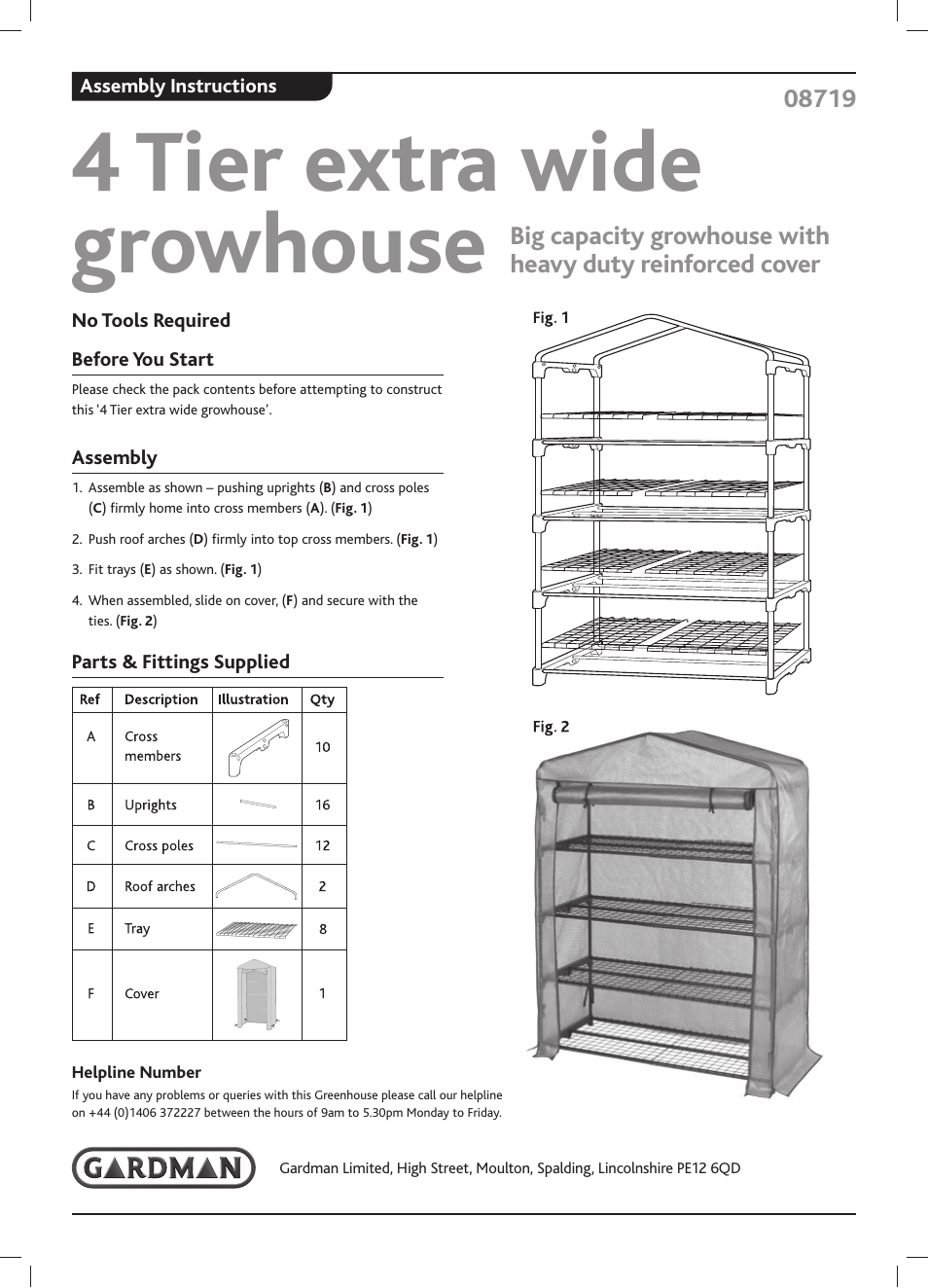 Gardman 4 Tier extra wide growhouse User Manual | 1 page