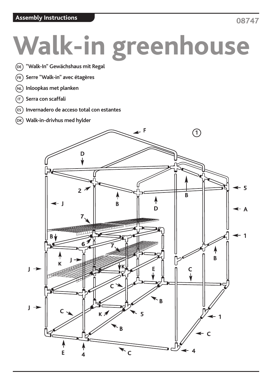 Gardman Walk-in greenhouse User Manual | 2 pages