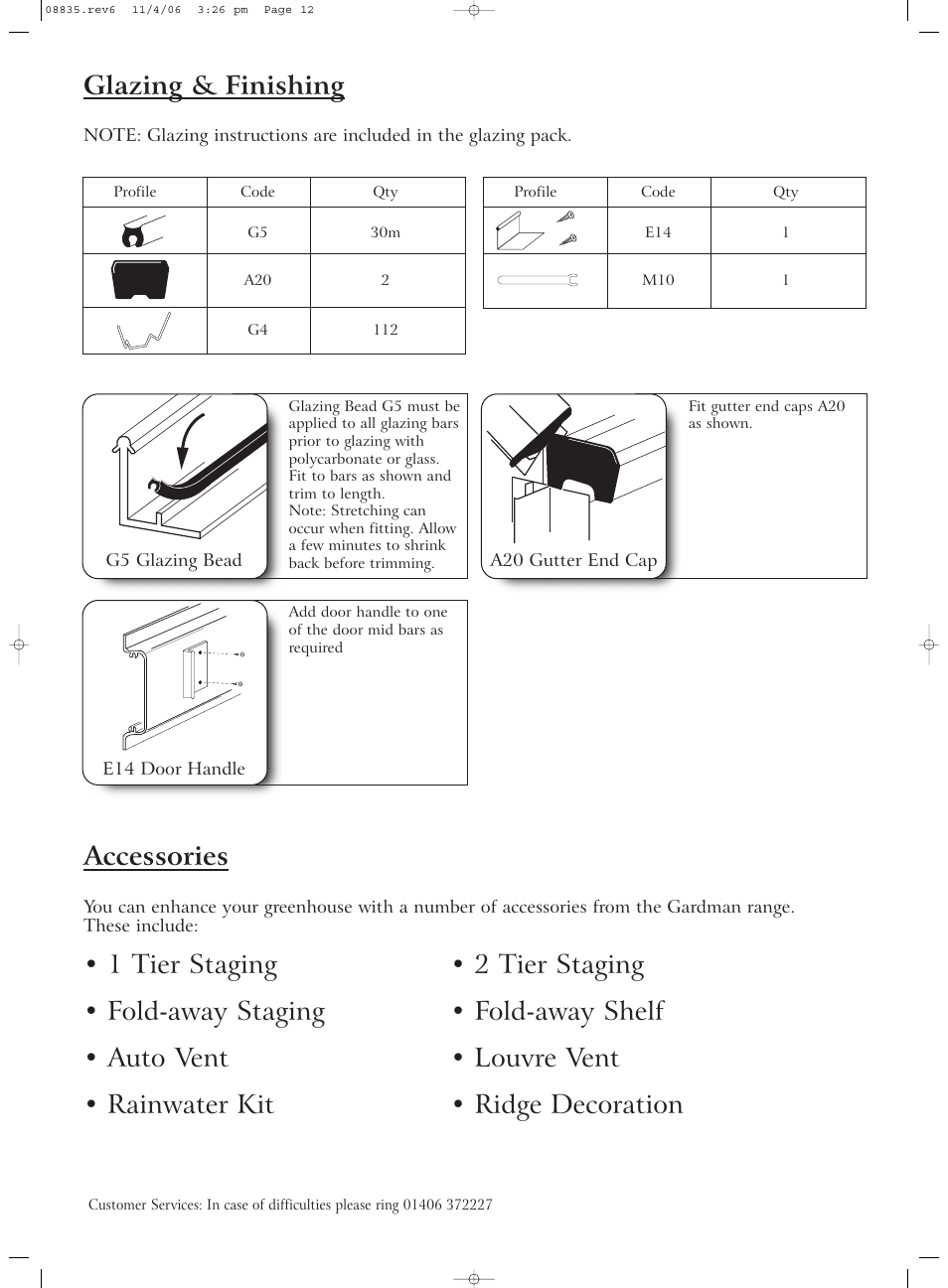 Glazing & finishing accessories | Gardman Lean-to Greenhouse User Manual | Page 12 / 12