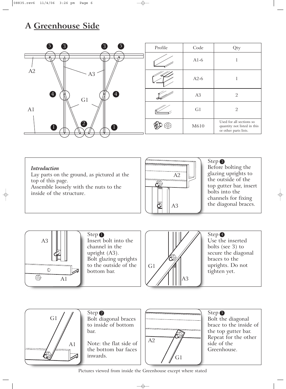 A greenhouse side | Gardman Lean-to Greenhouse User Manual | Page 6 / 12