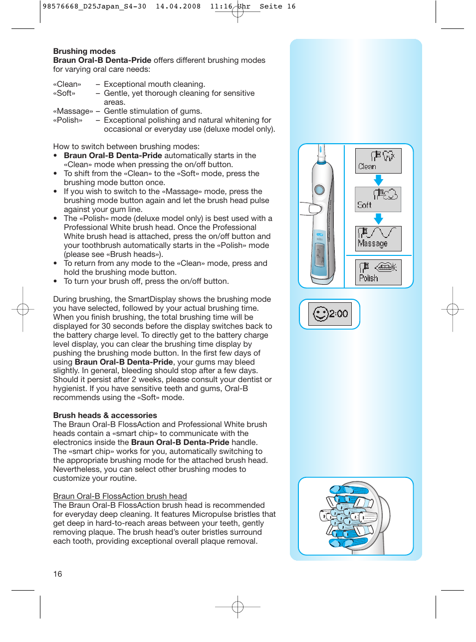 Braun Denta-Pride Toothbrush User Manual | Page 16 / 29