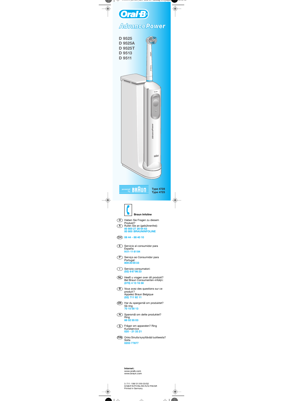 Braun D 9525A User Manual | 20 pages