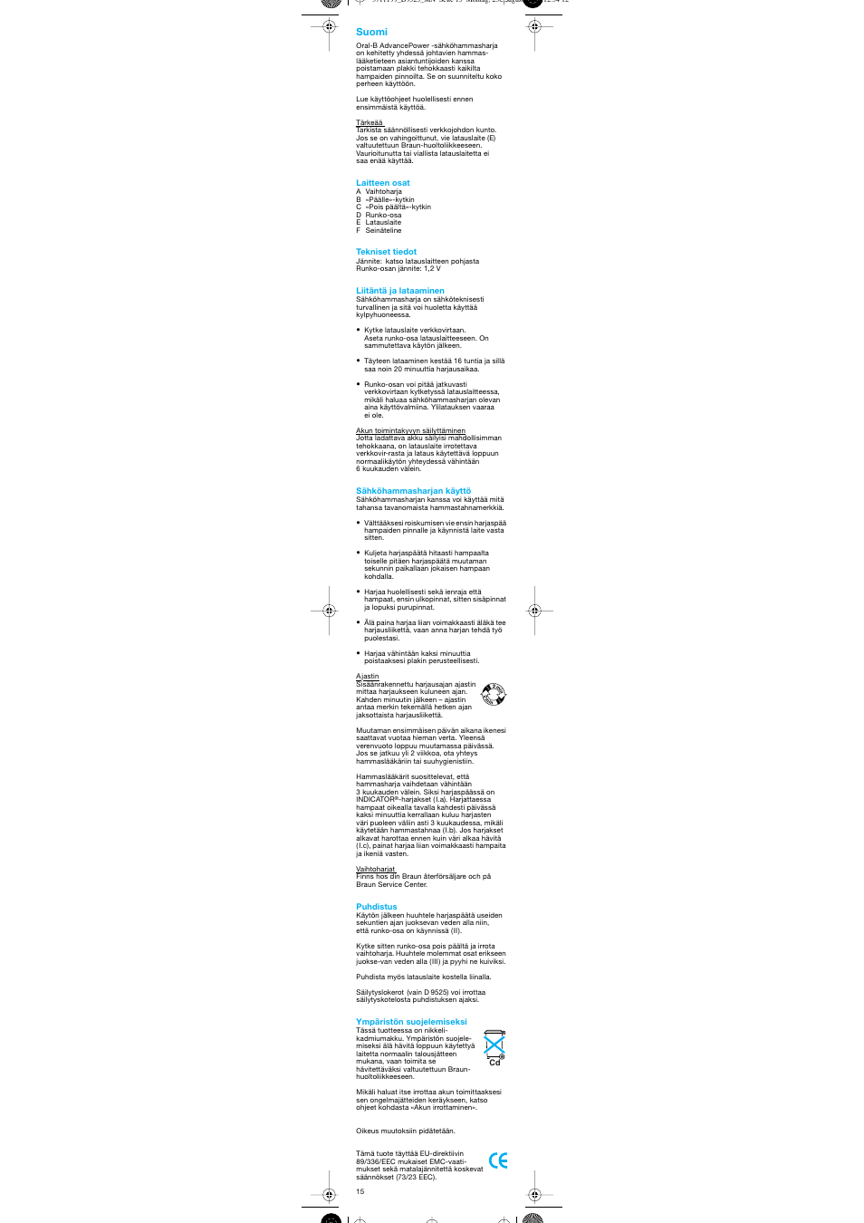 Suomi | Braun D 9525A User Manual | Page 13 / 20