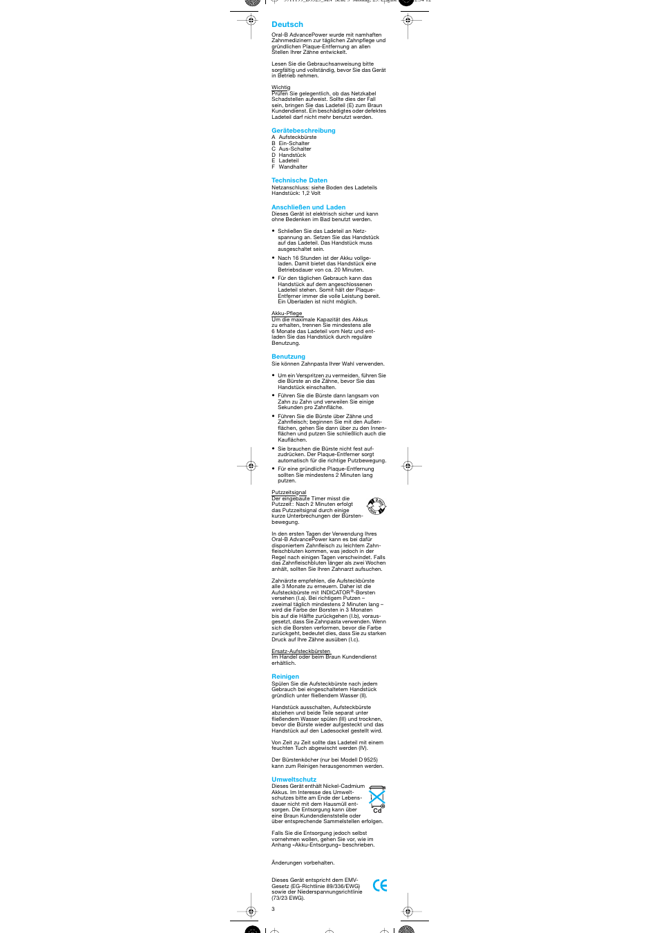 Deutsch | Braun D 9525A User Manual | Page 3 / 20