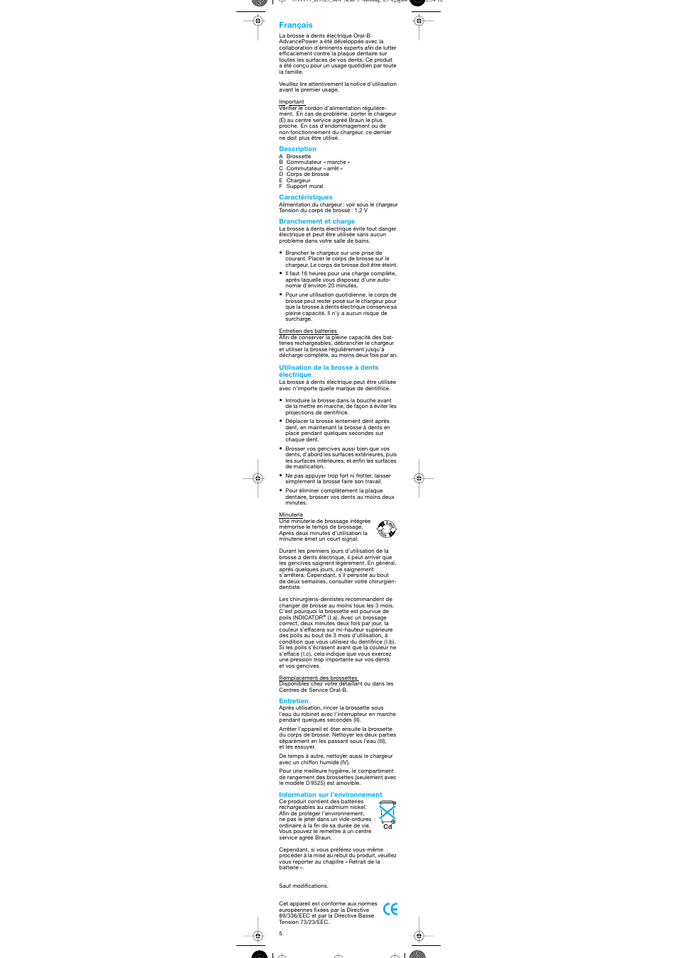 Français | Braun D 9525A User Manual | Page 5 / 20