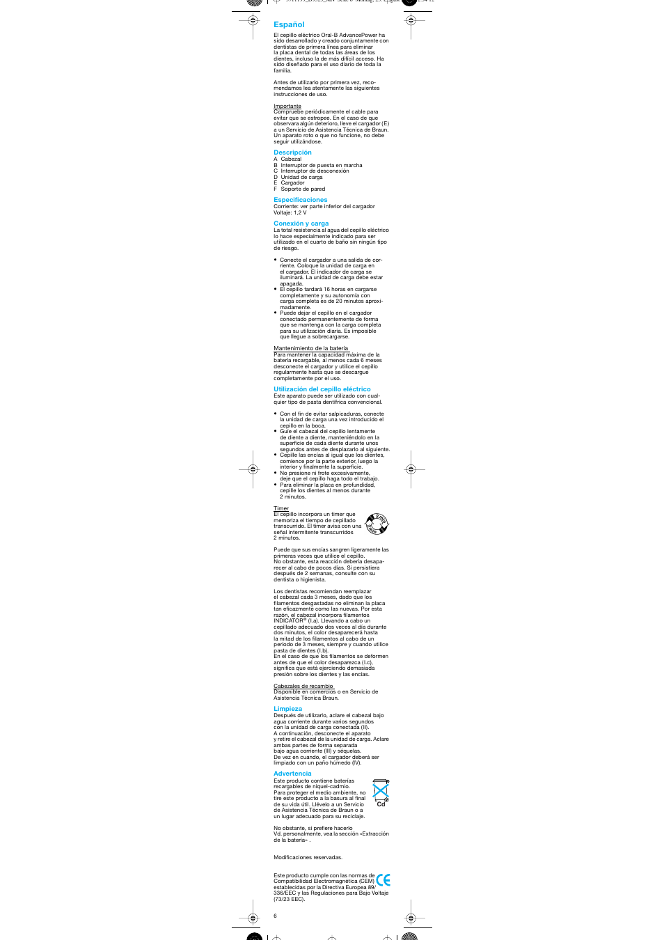 Español | Braun D 9525A User Manual | Page 6 / 20