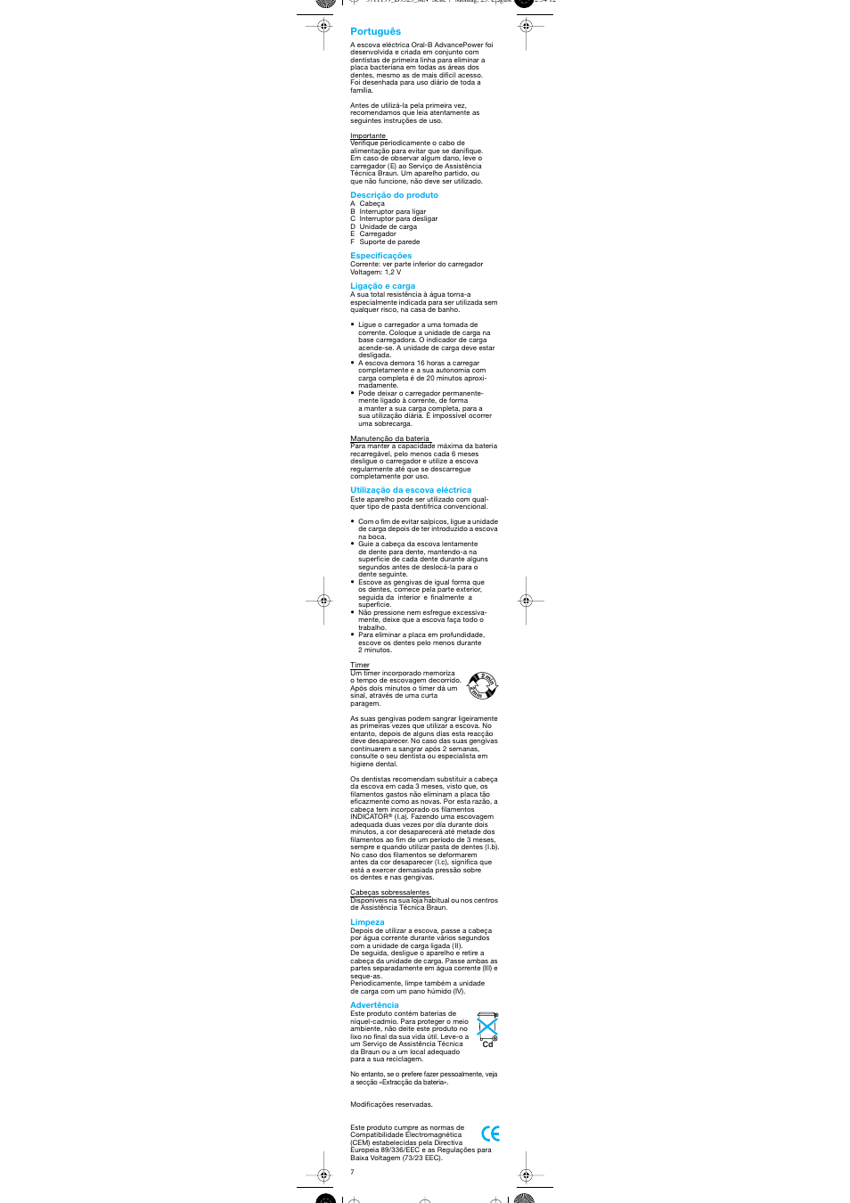 Português | Braun D 9525A User Manual | Page 7 / 20