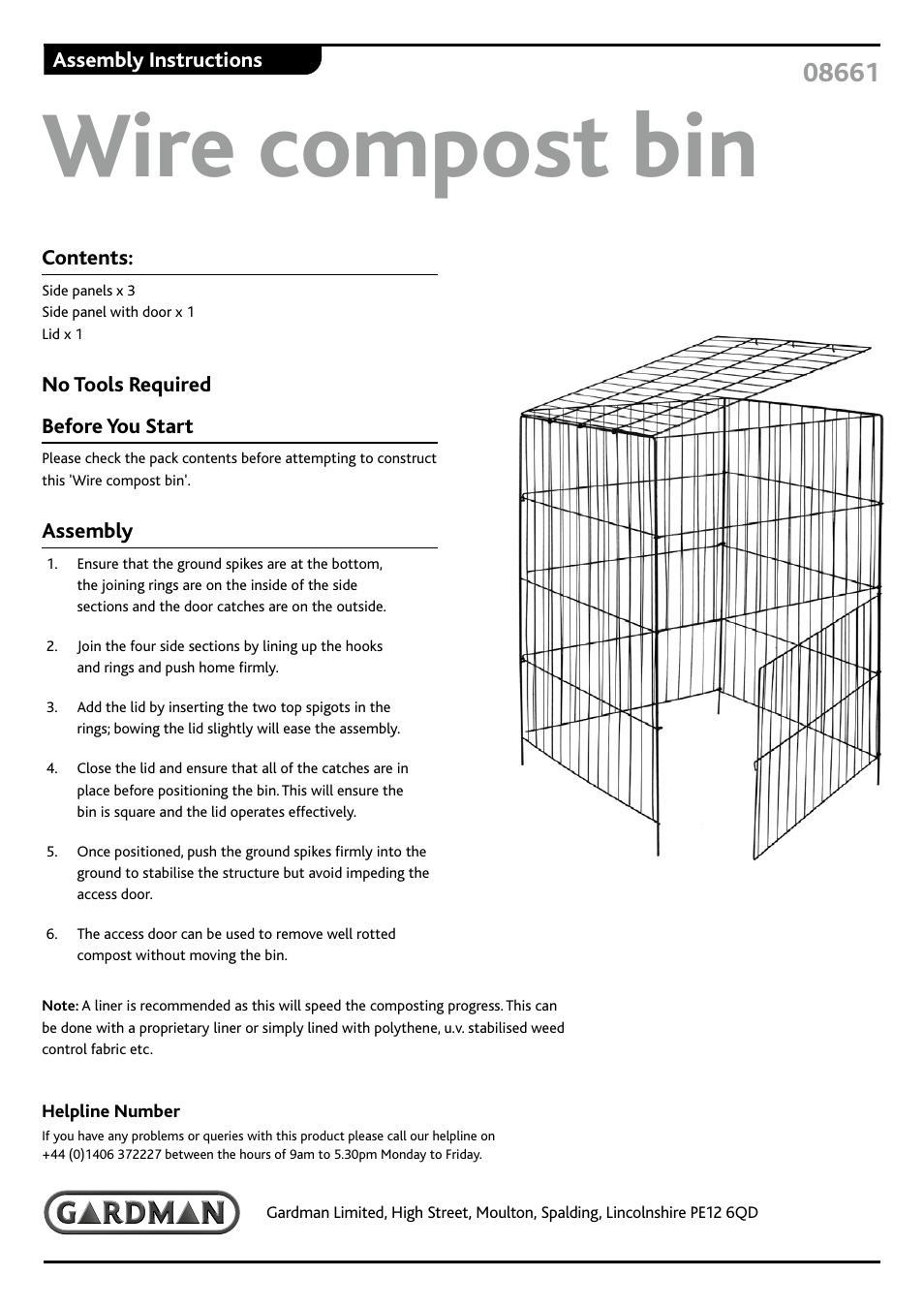 Gardman Wire compost bin User Manual | 1 page