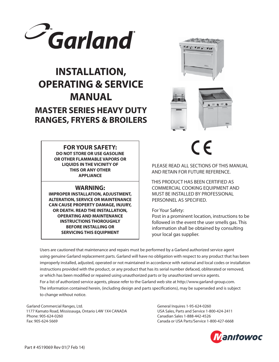 Garland MASTER SERIES HEAVY DUTY RANGES, FRYERS & BROILERS User Manual | 34 pages