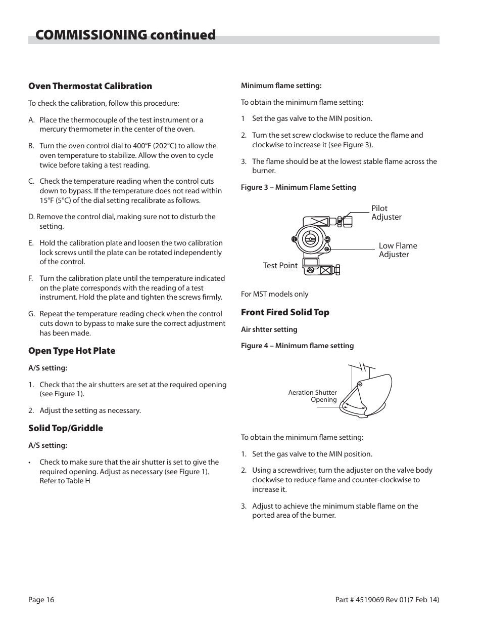 Commissioning continued | Garland MASTER SERIES HEAVY DUTY RANGES, FRYERS & BROILERS User Manual | Page 16 / 34