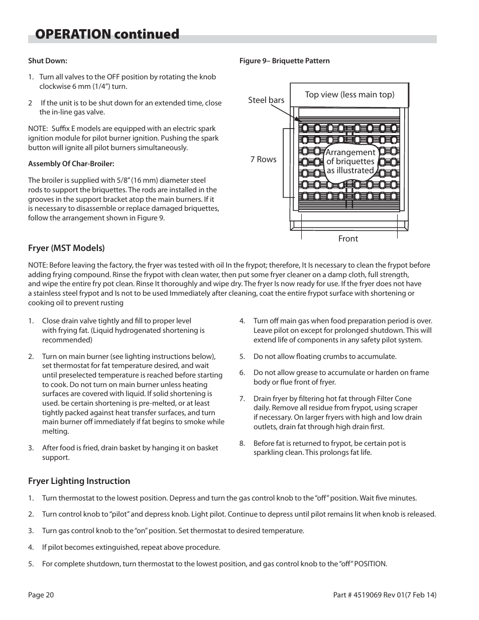 Operation continued | Garland MASTER SERIES HEAVY DUTY RANGES, FRYERS & BROILERS User Manual | Page 20 / 34