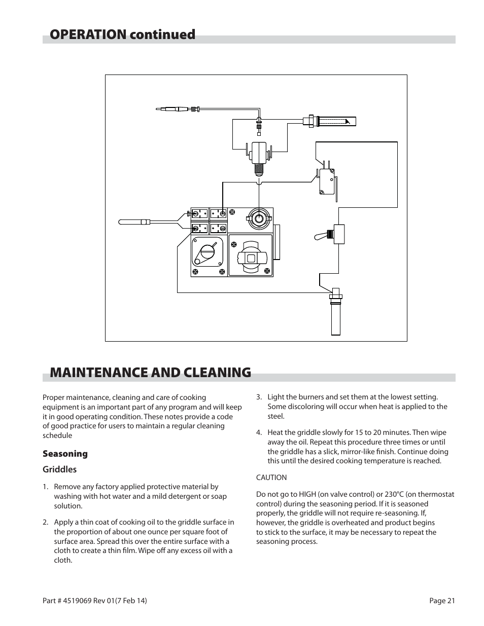 Operation continued maintenance and cleaning, Seasoning griddles | Garland MASTER SERIES HEAVY DUTY RANGES, FRYERS & BROILERS User Manual | Page 21 / 34