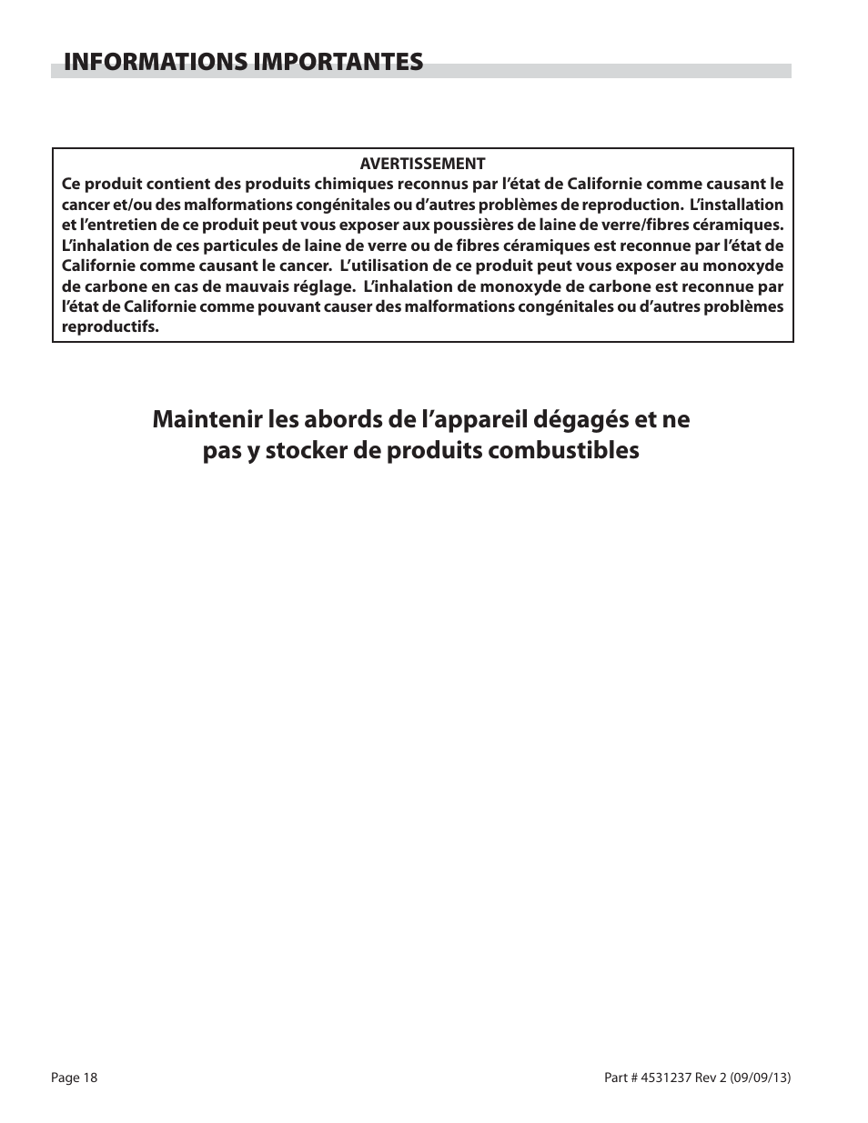 Informations importantes | Garland GT SERIES HEAVY DUTY GAS COUNTER EQUIPMENT User Manual | Page 18 / 48