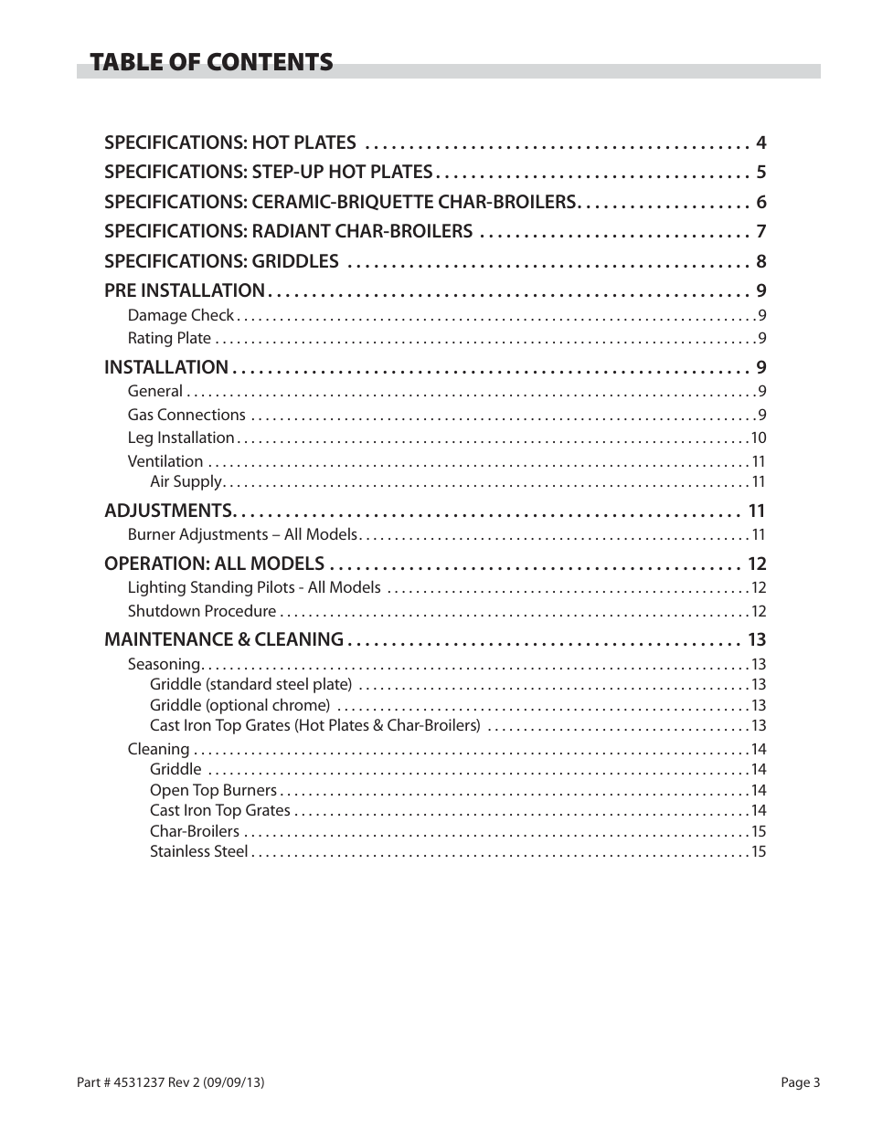 Garland GT SERIES HEAVY DUTY GAS COUNTER EQUIPMENT User Manual | Page 3 / 48