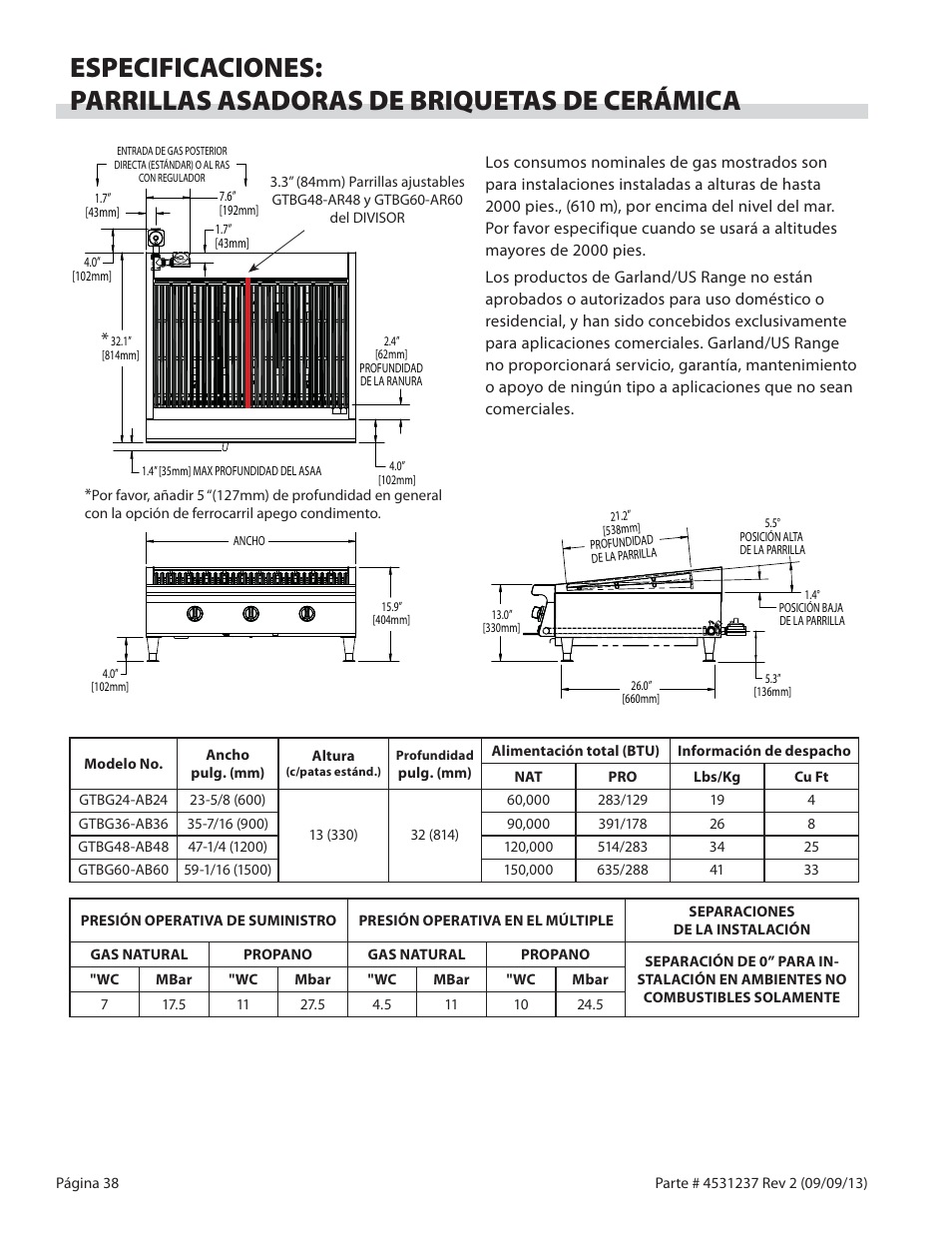 Garland GT SERIES HEAVY DUTY GAS COUNTER EQUIPMENT User Manual | Page 38 / 48